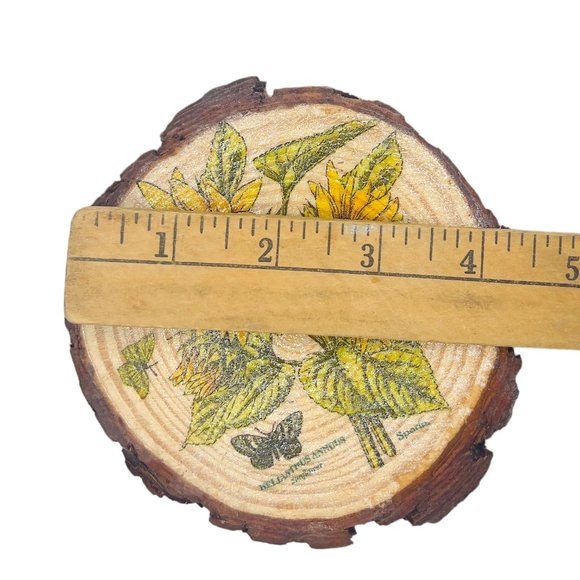 Wood Coasters Decoupaged Art with Yellow Sunflowers and Vintage Truck Napkins - Picture 10 of 12